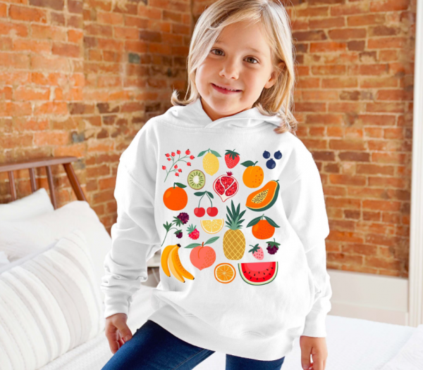 Hoodie dengan gambar buah-buahan yang menggemaskan